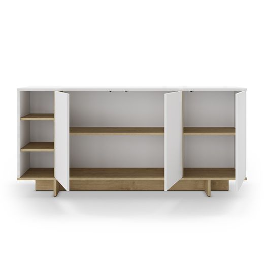 Wooden sideboard in white and oak colour, 170 x 40 x 80 cm | Cequoia