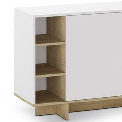 Wooden sideboard in white and oak colour, 170 x 40 x 80 cm | Cequoia
