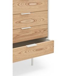 White and light oak wood sideboard, 159.2 x 47 x 79.6 cm | Sierra