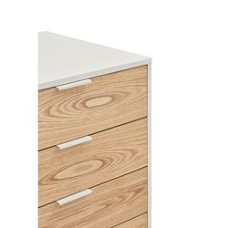 White and light oak wood sideboard, 159.2 x 47 x 79.6 cm | Sierra