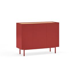 Buffet en bois couleur bordeaux et chêne, 110 x 40 x 85 cm | Bord