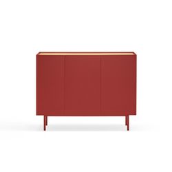 Buffet en bois couleur bordeaux et chêne, 110 x 40 x 85 cm | Bord