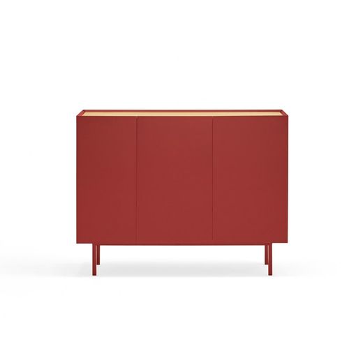 Buffet en bois couleur bordeaux et chêne, 110 x 40 x 85 cm | Bord