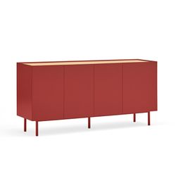 Sideboard aus Holz in Burgunderrot und Eichenfarbe, 165 x 40 x 78 cm | Rand