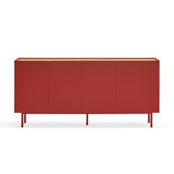 Sideboard aus Holz in Burgunderrot und Eichenfarbe, 165 x 40 x 78 cm | Rand