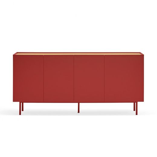 Sideboard aus Holz in Burgunderrot und Eichenfarbe, 165 x 40 x 78 cm | Rand