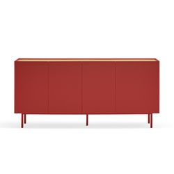 Sideboard aus Holz in Burgunderrot und Eichenfarbe, 165 x 40 x 78 cm | Rand