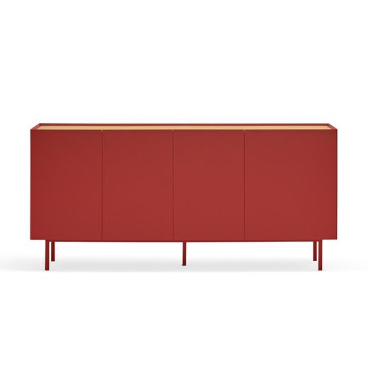 Sideboard aus Holz in Burgunderrot und Eichenfarbe, 165 x 40 x 78 cm | Rand