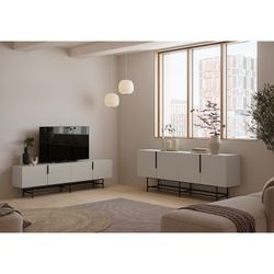 Cream-coloured wooden sideboard, 200 x 40 x 77.9 cm | Eldia