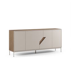 Drewniana komoda w kolorze kremowym i dębowym, 180 x 40 x 80 cm | Lilou