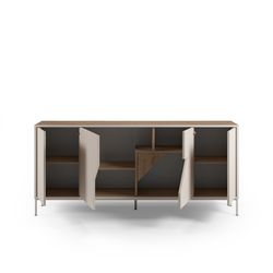 Drewniana komoda w kolorze kremowym i dębowym, 180 x 40 x 80 cm | Lilou