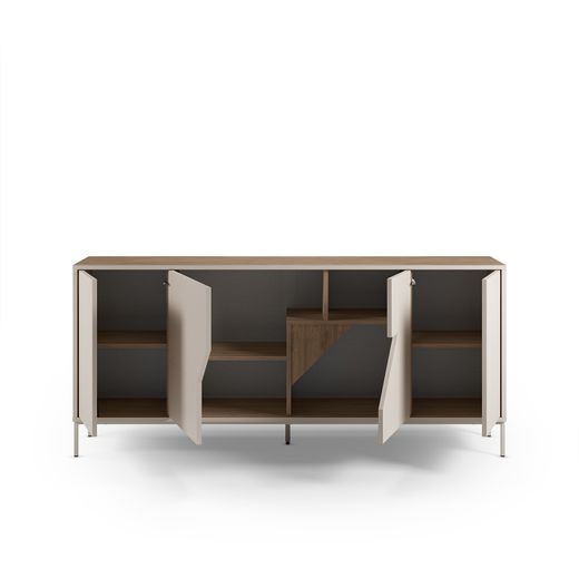 Drewniana komoda w kolorze kremowym i dębowym, 180 x 40 x 80 cm | Lilou