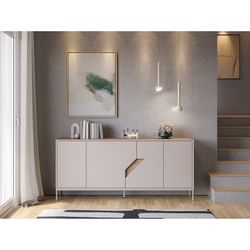 Drewniana komoda w kolorze kremowym i dębowym, 180 x 40 x 80 cm | Lilou