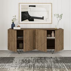Buffet en bois couleur noyer, 180 x 41,8 x 80 cm | Connie
