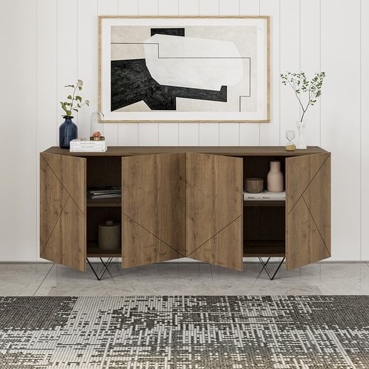 Buffet en bois couleur noyer, 180 x 41,8 x 80 cm | Connie
