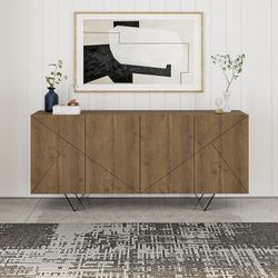 Buffet en bois couleur noyer, 180 x 41,8 x 80 cm | Connie