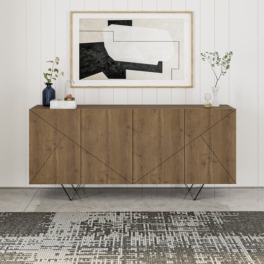 Buffet en bois couleur noyer, 180 x 41,8 x 80 cm | Connie