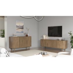 Drewniana komoda w kolorze dębowym, 137,7 x 40 x 80,4 cm | Salma