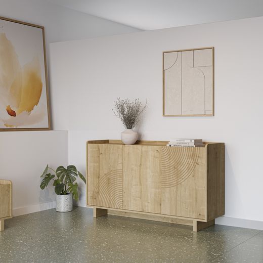 Wooden sideboard in oak color, 140 x 40 x 80 cm | Daira