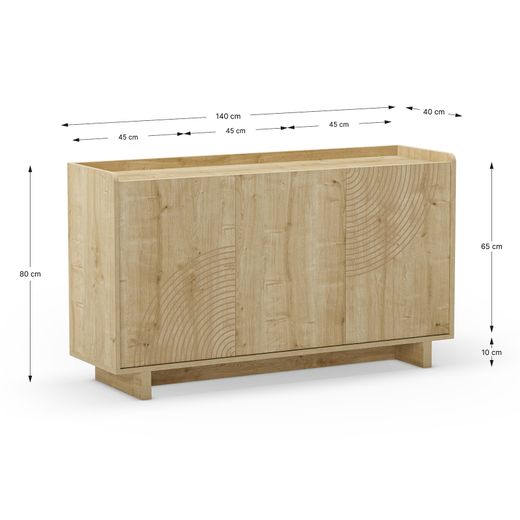Wooden sideboard in oak color, 140 x 40 x 80 cm | Daira