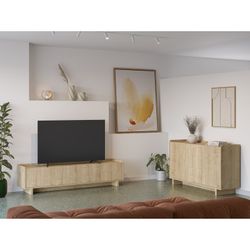 Wooden sideboard in oak color, 140 x 40 x 80 cm | Daira