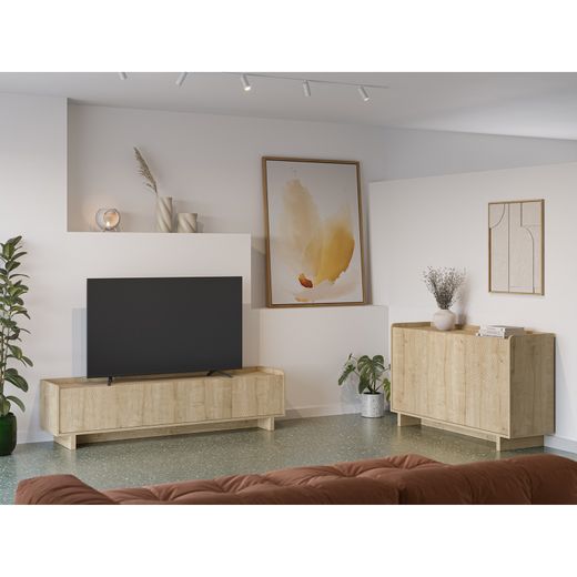 Wooden sideboard in oak color, 140 x 40 x 80 cm | Daira