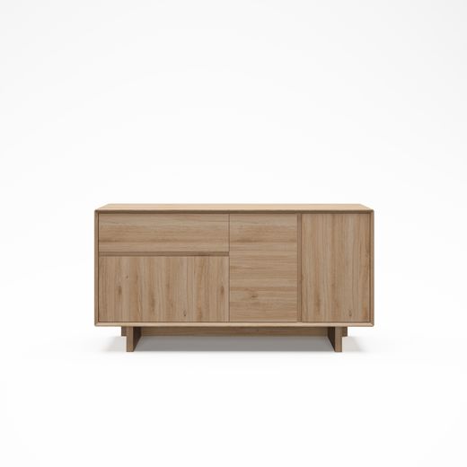 Wooden sideboard in oak color, 146 x 45 x 76.5 cm | Carpi