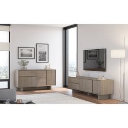 Wooden sideboard in oak color, 146 x 45 x 76.5 cm | Carpi