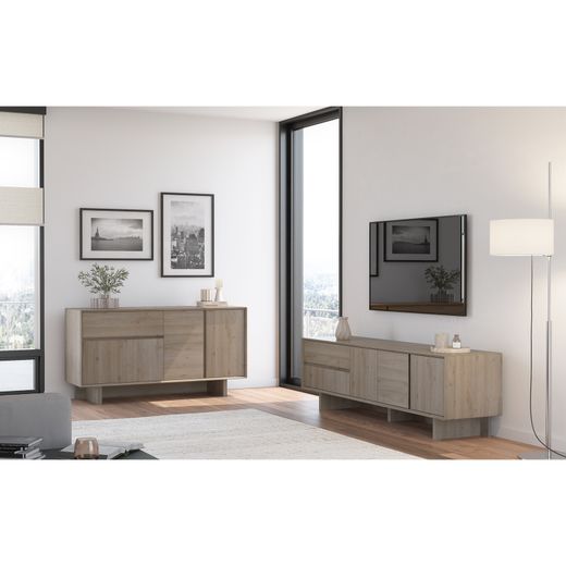 Wooden sideboard in oak color, 146 x 45 x 76.5 cm | Carpi