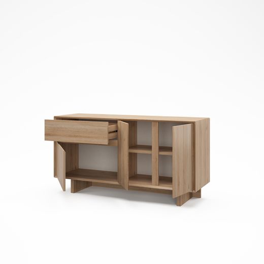 Wooden sideboard in oak color, 146 x 45 x 76.5 cm | Carpi