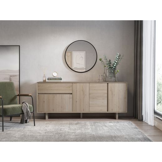 Drewniana komoda w kolorze dębowym, 180 x 45 x 76,5 cm | Carpi