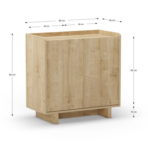 Drewniana komoda w kolorze dębu, 80 x 40 x 80 cm | Daira