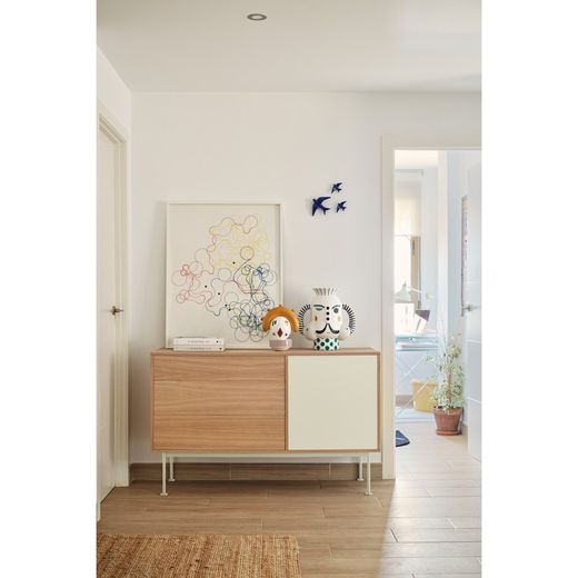 Oak and cream wooden sideboard, 128 x 45 x 80 cm | Yoko