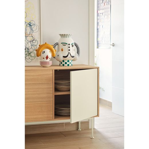 Oak and cream wooden sideboard, 128 x 45 x 80 cm | Yoko