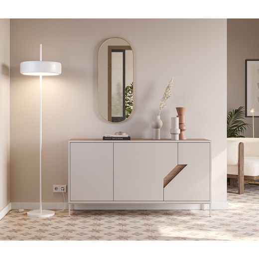 Wooden sideboard in oak and cream, 150 x 40 x 80 cm | Lilou