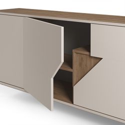 Wooden sideboard in oak and cream, 150 x 40 x 80 cm | Lilou