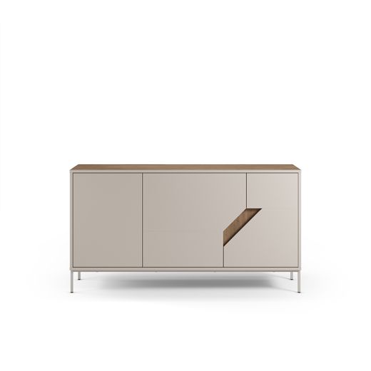 Wooden sideboard in oak and cream, 150 x 40 x 80 cm | Lilou