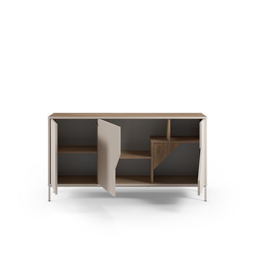 Wooden sideboard in oak and cream, 150 x 40 x 80 cm | Lilou