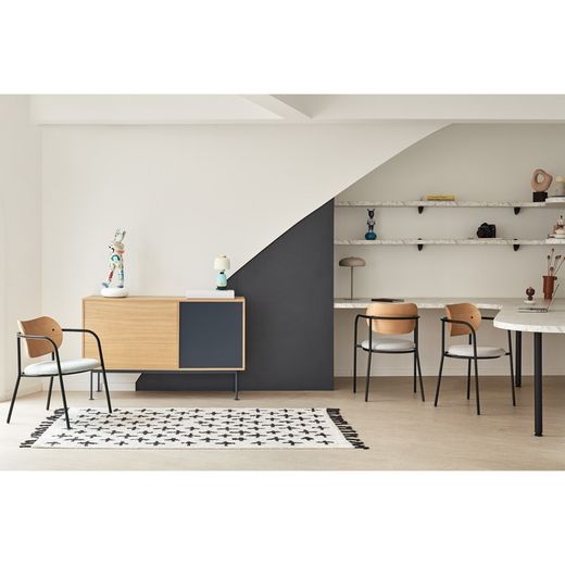 Wooden sideboard in oak and anthracite grey, 128 x 45 x 80 cm | Yoko