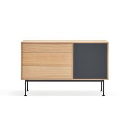 Wooden sideboard in oak and anthracite grey, 128 x 45 x 80 cm | Yoko