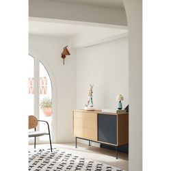 Wooden sideboard in oak and anthracite grey, 128 x 45 x 80 cm | Yoko