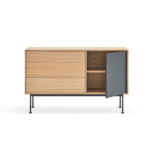 Wooden sideboard in oak and anthracite grey, 128 x 45 x 80 cm | Yoko