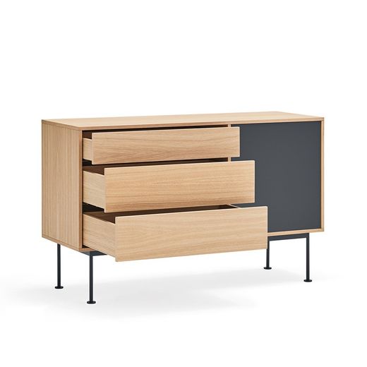 Wooden sideboard in oak and anthracite grey, 128 x 45 x 80 cm | Yoko