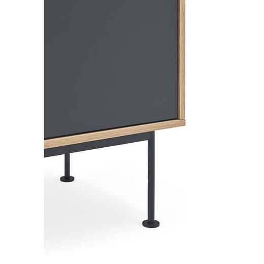 Aparador de madera en color roble y gris antracita, 180 x 45 x 80 cm | Yoko