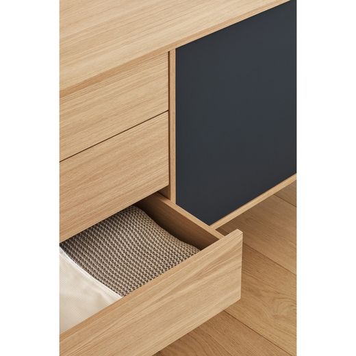 Aparador de madera en color roble y gris antracita, 180 x 45 x 80 cm | Yoko