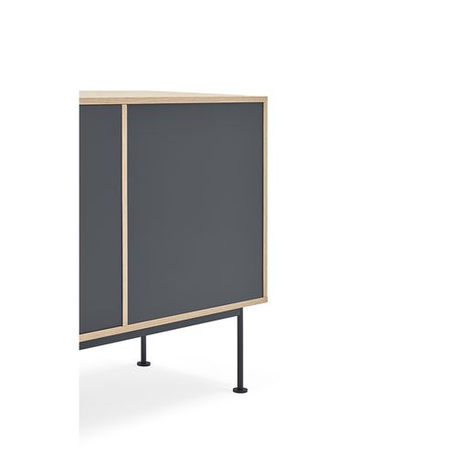 Aparador de madera en color roble y gris antracita, 180 x 45 x 80 cm | Yoko