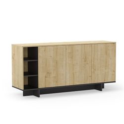 Wooden sideboard in oak and black, 170 x 40 x 80 cm | Cequoia