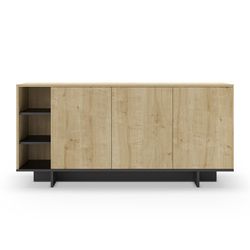 Wooden sideboard in oak and black, 170 x 40 x 80 cm | Cequoia