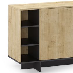 Wooden sideboard in oak and black, 170 x 40 x 80 cm | Cequoia