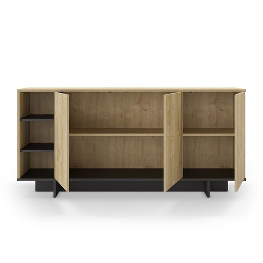Wooden sideboard in oak and black, 170 x 40 x 80 cm | Cequoia